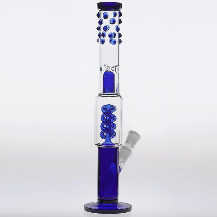 38cm Downstwm Bowl Joint 18.8mm Noir Spirale Percolateurs Narguilés Dab Rigs Deux Fonction Bongs Conduites D'eau Narguilés