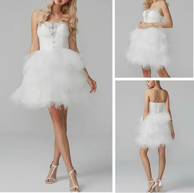 Cute Sweetheart Bez Rękawów Tulle Zipper Back Tiers Krótki Mini Druhna Dress Cocktail Party Dress Z falowaniem i frezowaniem