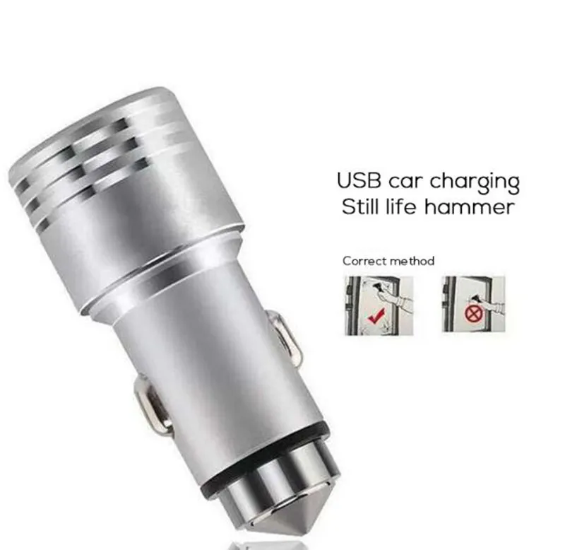 Universal Dual USB -autolader voor Xiaomi Huawei P30 Pro 2.1A Safe opladen Mobiele telefoonladers Aluminium legering