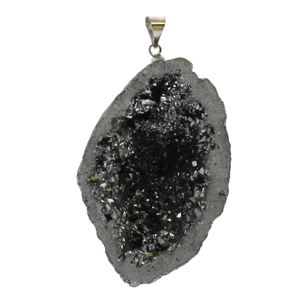 Natürlicher Achat-Stein, Original-Stein-Anhänger, Unregelmäßigkeit, mehrfarbige Achat-Geode, einzigartiger Schmuck