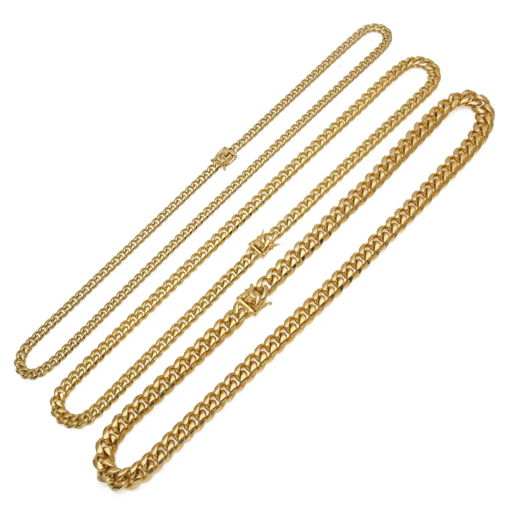 Solide Schließe Edelstahl Cuban Link Kette Top-Qualität 10.08 / 14mm 18/20 / 24 / 30inches Schwere lange Halskette Hiphop Männer Schmuck