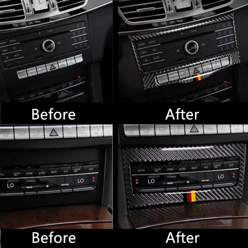 Car Central Control Air Conditioning CD Panel Decoration Cover Trim Carbon Fiber For Mercedes Benz E Class W212 2014-15221m