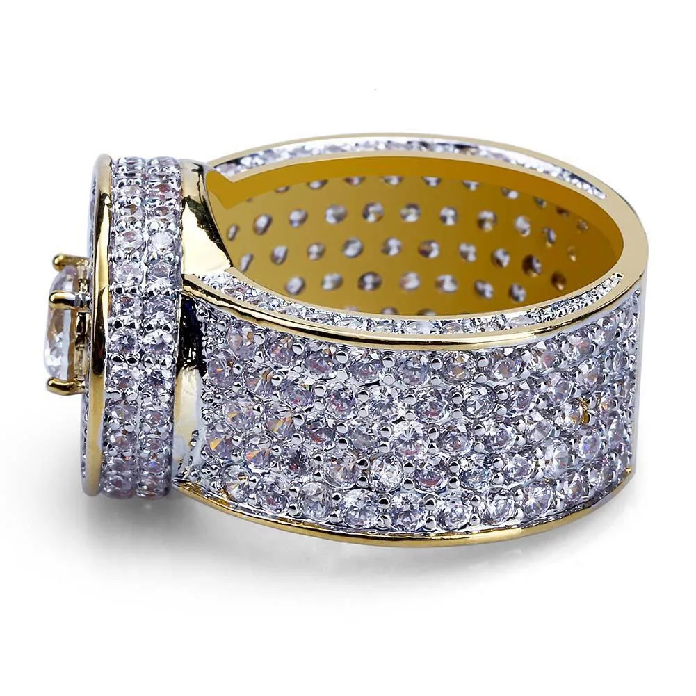 Luxurious Vintage Hip Hop Mens Iced Out Rings With White