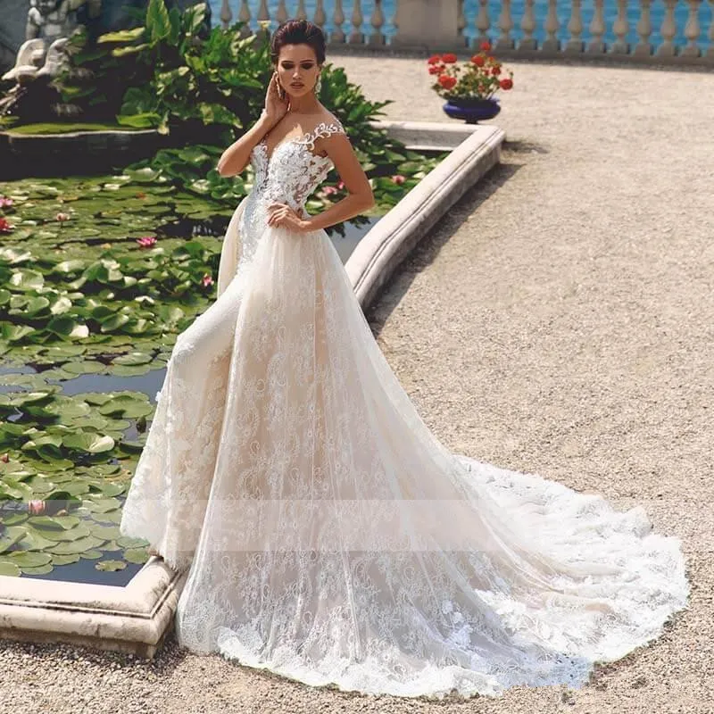 Mermaid cap sleeve wedding clearance dress
