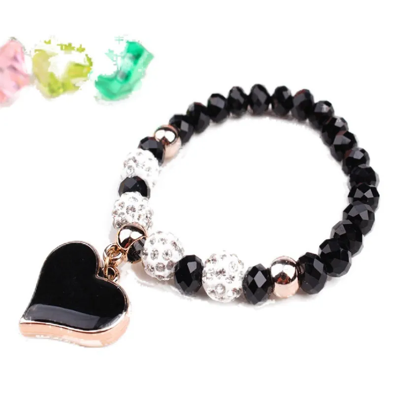 Exquisite Heart Pendant Charm Bracelet DIY Beaded Bracelets