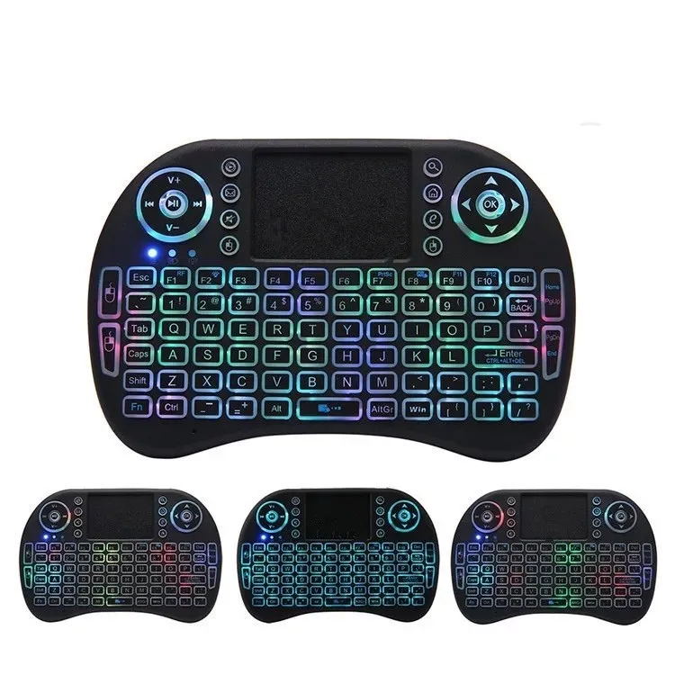 I8 Backlight Backlit Backlit Air Mouse 2.4GHz Wireless Gaming Remoto Controle Remoto Bateria de Iíons Built-in no Pacote de Varejo 60pcs / lote