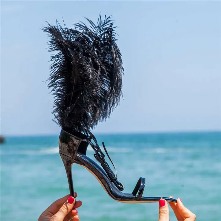 Feather high heels hot sale