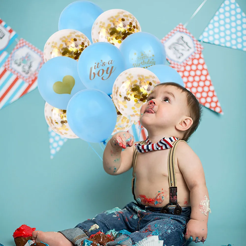 Déco Baby Shower Garçon - Kit Avec Bannières Et Confettis (biberon Et Empreintes De Pied) - 120g Pour Une Fête Réussie