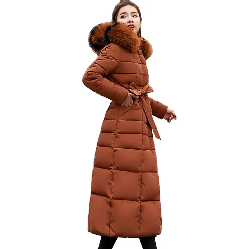 X-Uzun 2019 Yeni Varış Moda Ince Kadın Kış Ceket Pamuk Yastıklı Sıcak Kalınlaşmak Bayanlar Coat Uzun Palto Parka Bayan Ceketler Y190830