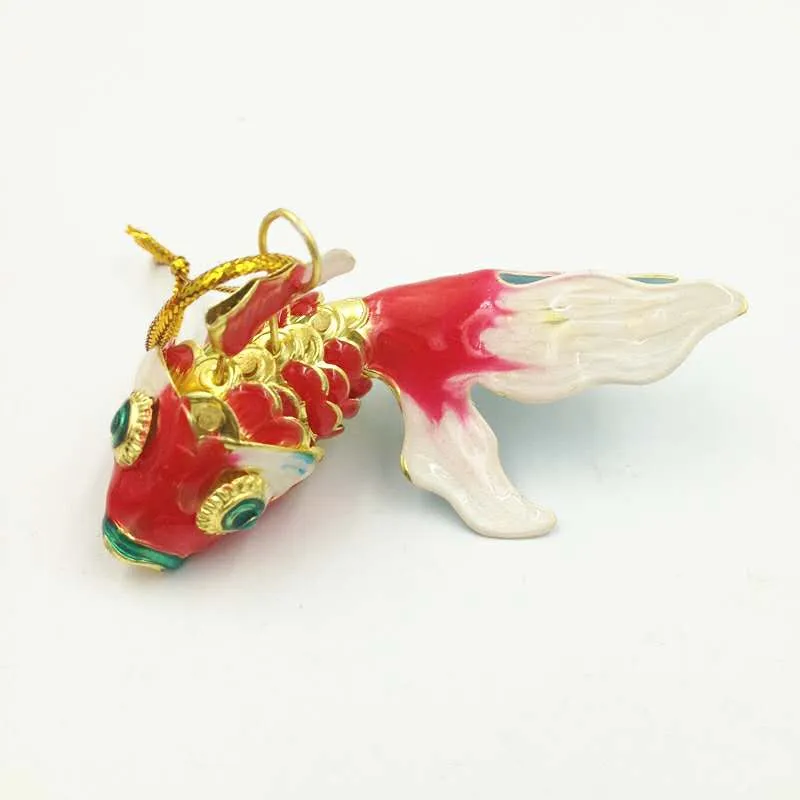 10.5cm Big Enamel Goldfish Pendant Charm Keychain Handmade Vivid Sway Lucky Fish Charms Wedding Christmas Party Favors Gifts with box