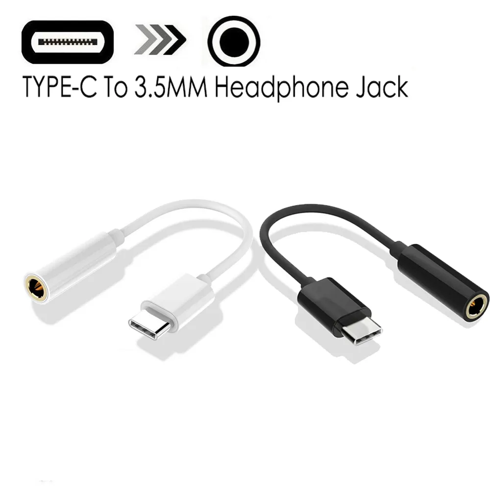 Type-C ~ 3.5mm 이어폰 케이블 어댑터 USB 3.1 Type C Male to Aux 오디오 여성 Jack Type-C 스마트 폰