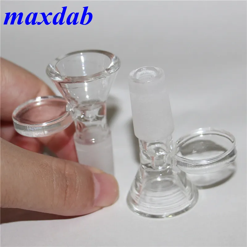 14mm Thick Glass hookah Bong Slides Bowl With Handle Funnel Male Hourglass Smoking Accessories Water Pipe Bongs Bowls silicone hand pipes
