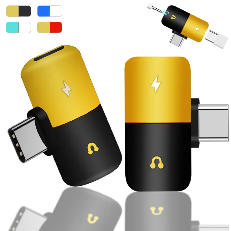 Capsule Pill 2 i 1 Hörlurs tillbehör Laddningskabeladapter för typ-C OTG USB C till 3,5 mm hörlursomvandlare ljudladdning splitter