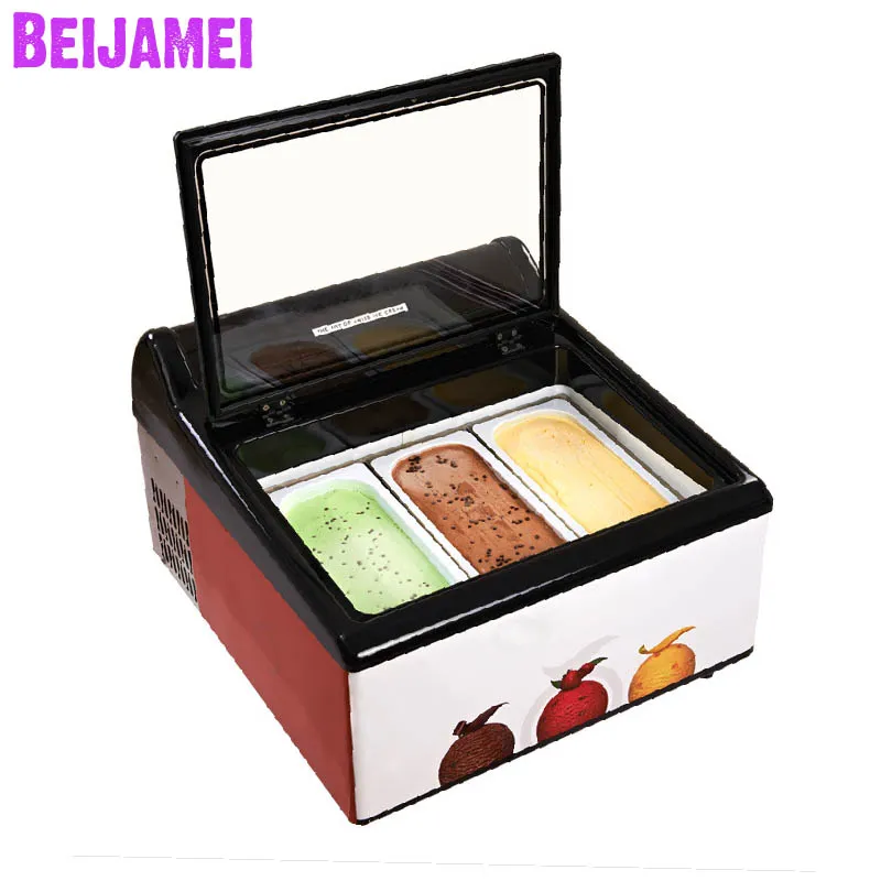 Beijamei 3 pads da tavolo Gelato Gelato Gelato Macchina con congelatore elettrico Gelato Gelato Gelato Gelato Armadi