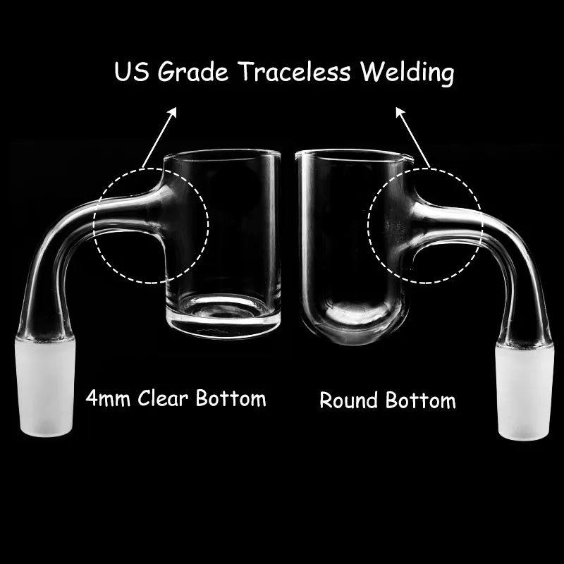 Rauchvoll verschweißte Quarz-Banger-Nägel mit abgeschrägtem Rand und klarem rundem Boden, geeignet für Glas-Wasserbongs