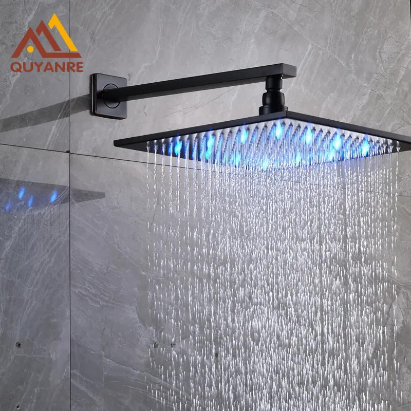 LED Shower Head Oil Rubbed Bronze Rain Shower Head, 16 Inch Square ...