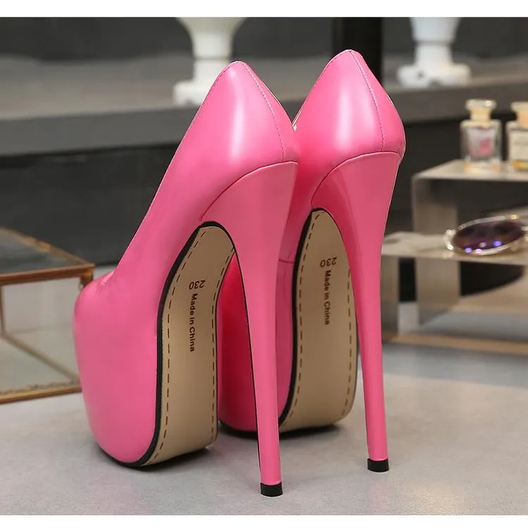 18 Cm Femmes Chaussures Printemps Automne Sexy Mariage Bout Rond