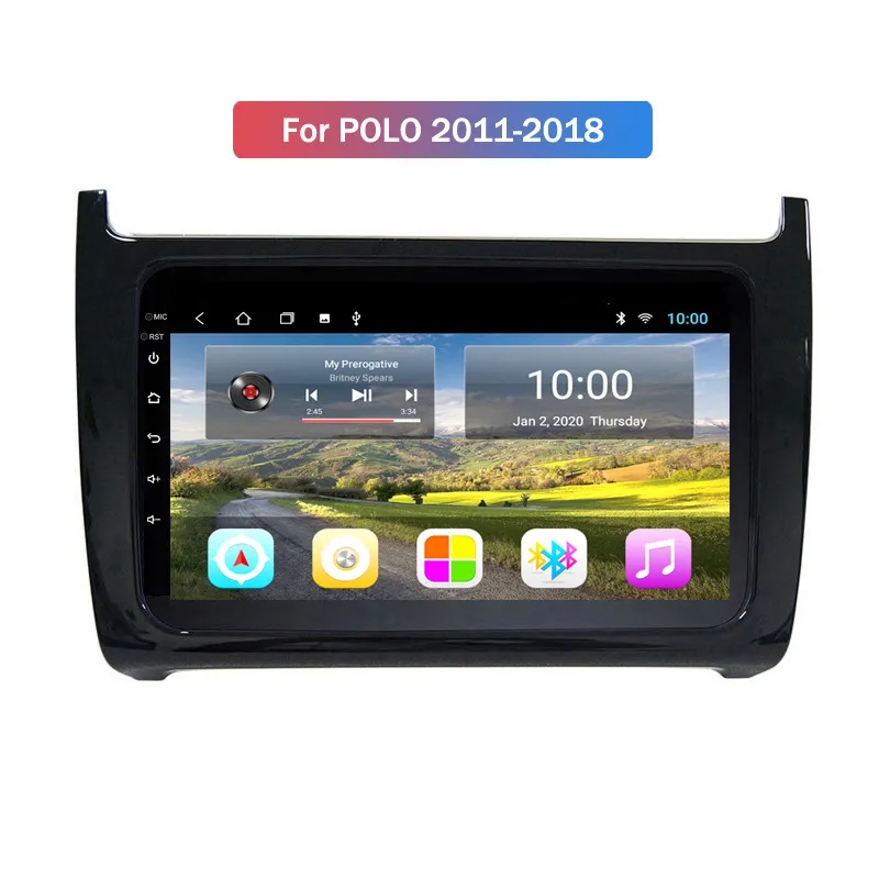Bil Video DVD Multimedia 2G RAM 10.1 tum Android för VW POLO 2011-2018 Full Touch GPS Navigation System