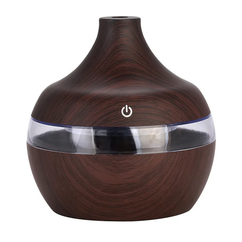 BEIJAMEI Wood Grain Air Humidifier Aroma Diffuser Small Essential Oil Diffuser Humidificador 7 LED Night Light Change for Home