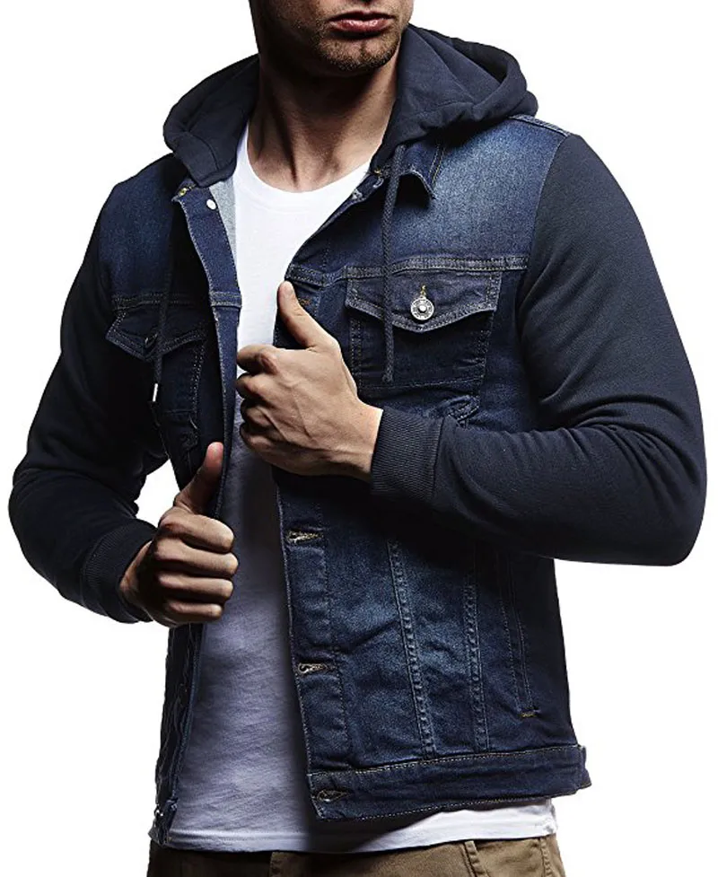 Anniv Coupon Below] Button Men Hooded Denim Jacket Spring Autumn Male  Cowboy Jackets Long Sleeve Casual Denim Jackets Draw Cord Coat Jean Jacket  For Men 3XL From Zqzhou, $33.39