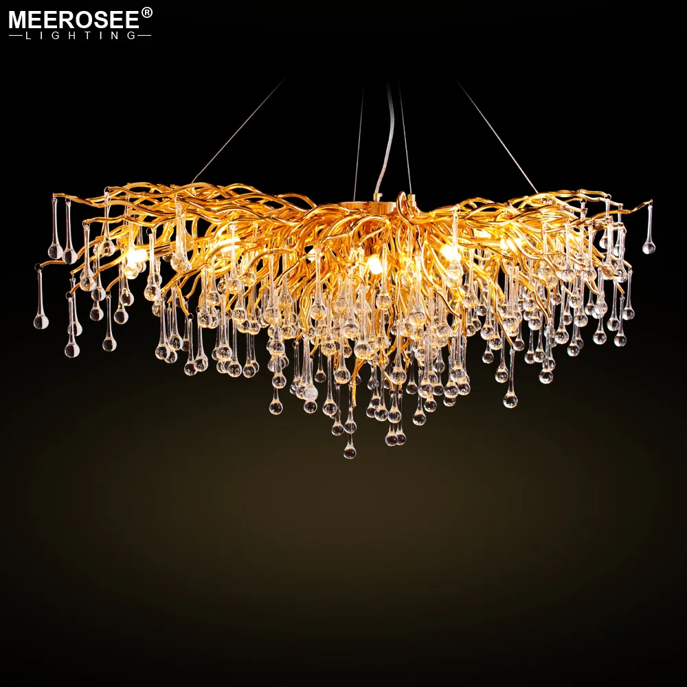 Modern Luxurious Crystal Pendant Light Modern Popular Gold Color G9 Crystal Rectangl Suspension Chandelier Light forRestaurant Hotel Project