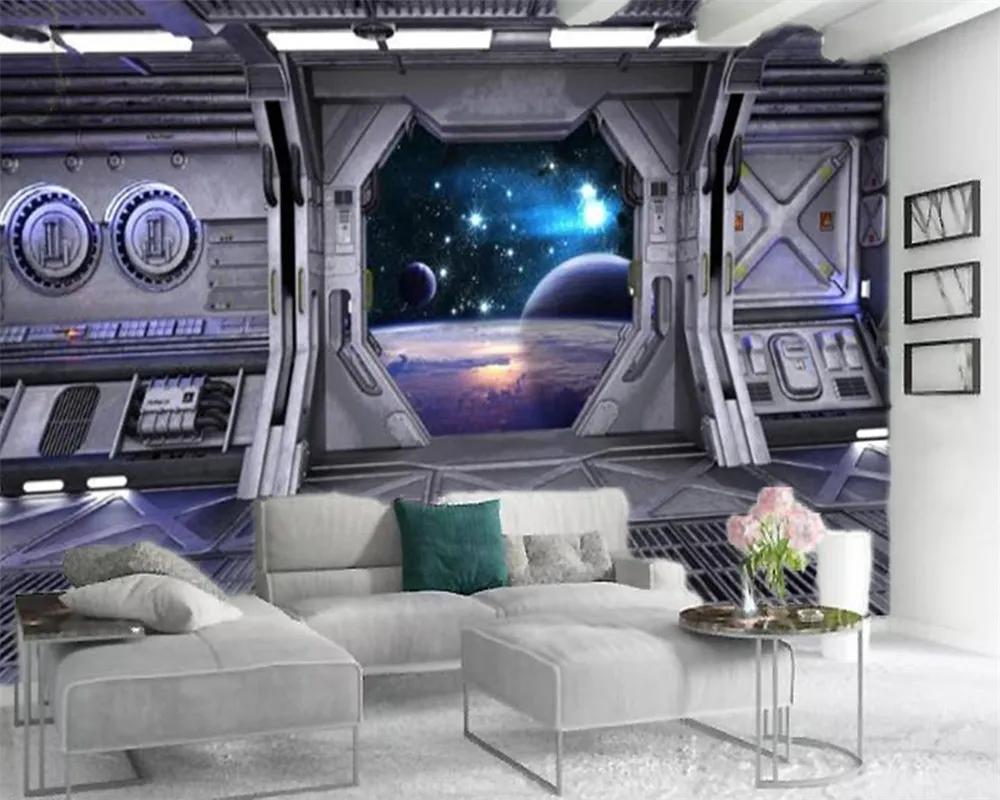 3d Wallpaper Living Room The Wonderful Space Outside the High-tech Capsule Custom Simple Atmospheric HD Wallpaper