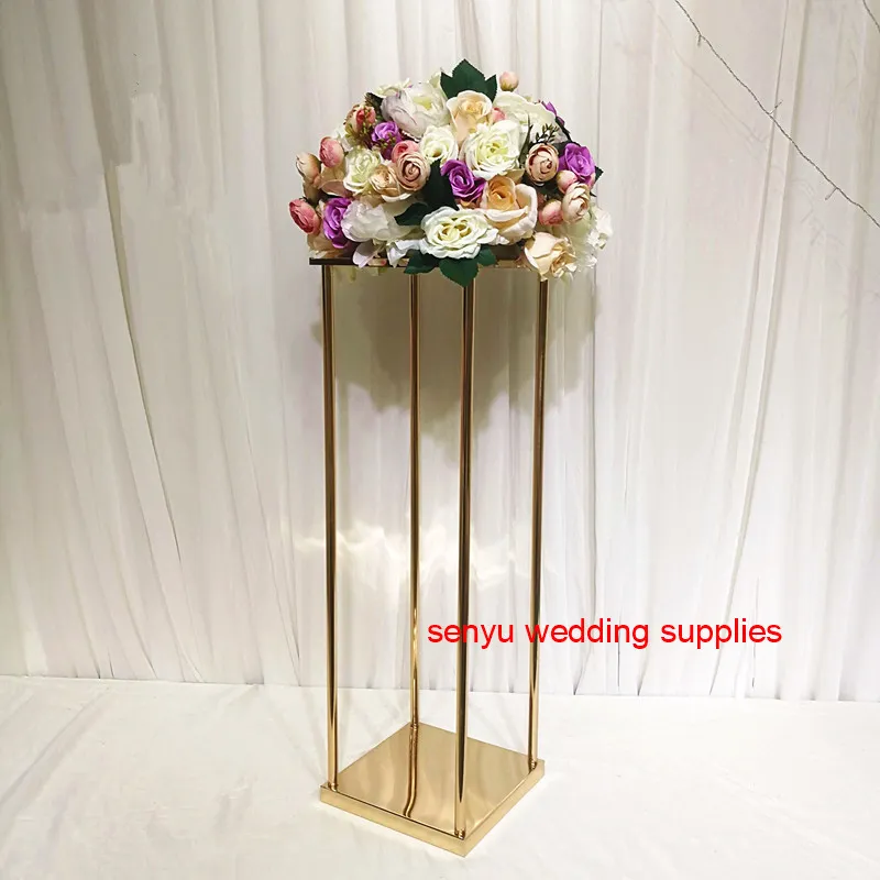 Soporte de columna de flores de Color dorado y Metal para boda, centro de mesa de boda, decoración, arreglo Floral, decoración senyu0011