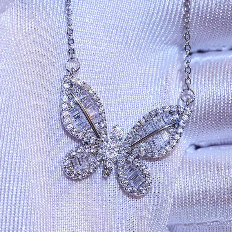 Pendentif mignon papillon en strass Collier Femme bling bling Zircon chaîne collier de mariage bijoux de mariée Accessoires de mode