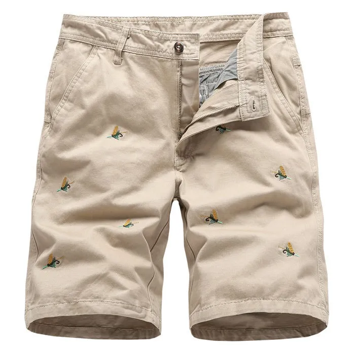 Mens Casual Shorts Embroidered Patterns Slim Pants for Summer Man Cargo Pant 5 Colors