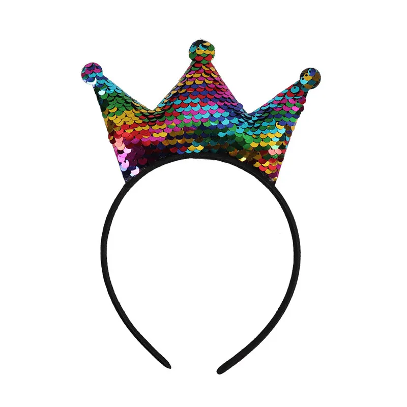 Meisjes haar bogen regenboog sequin kroon haarbanden voor kinderen cartoon muis oren hoofdband handgemaakte kinderen baby haaraccessoires partij hoofddeksels