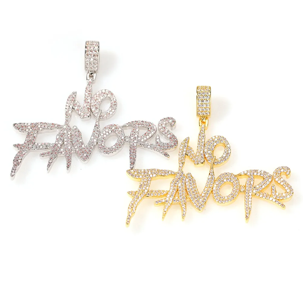 Men Hip hop Iced out bling NO FAVORS Letters pendant necklaces micro pave zircon fashion necklace men/women Hiphop jewelry