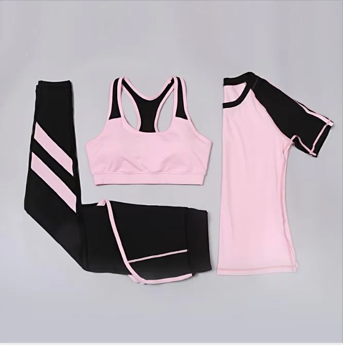 Terno de Ioga Fino Três Ternos Feminino Terno Esportivo Feminino Roupas de Corrida Apertado Calças de Fitness Clube Roupas Secas Rápidas