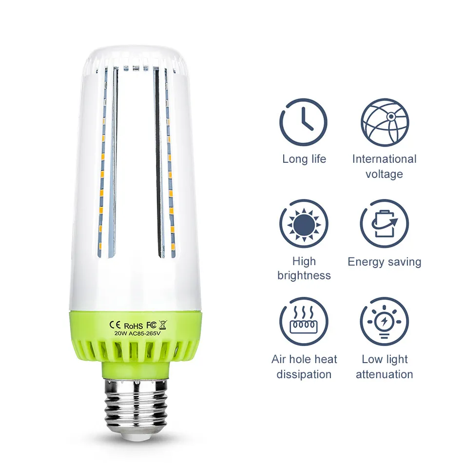Ingen flimmer energibesparing 10W 15W 20W ampull E14 110V LED-lampa 220V Bombilla Smart IC Home Light Bulb E27 Corn Bulb LED002