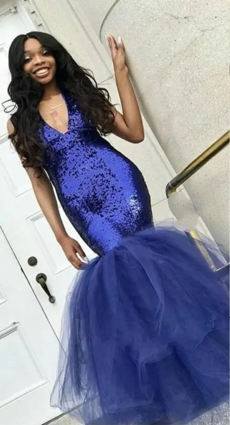 2019 New Fashion Deep V Neck Mermaid Blue Mermaid Prom Dress With Sequins Affordable Tulle Cocktail Party Gown With Floor Length Hemline And From Xzy1984316 117.59 DHgate.Com