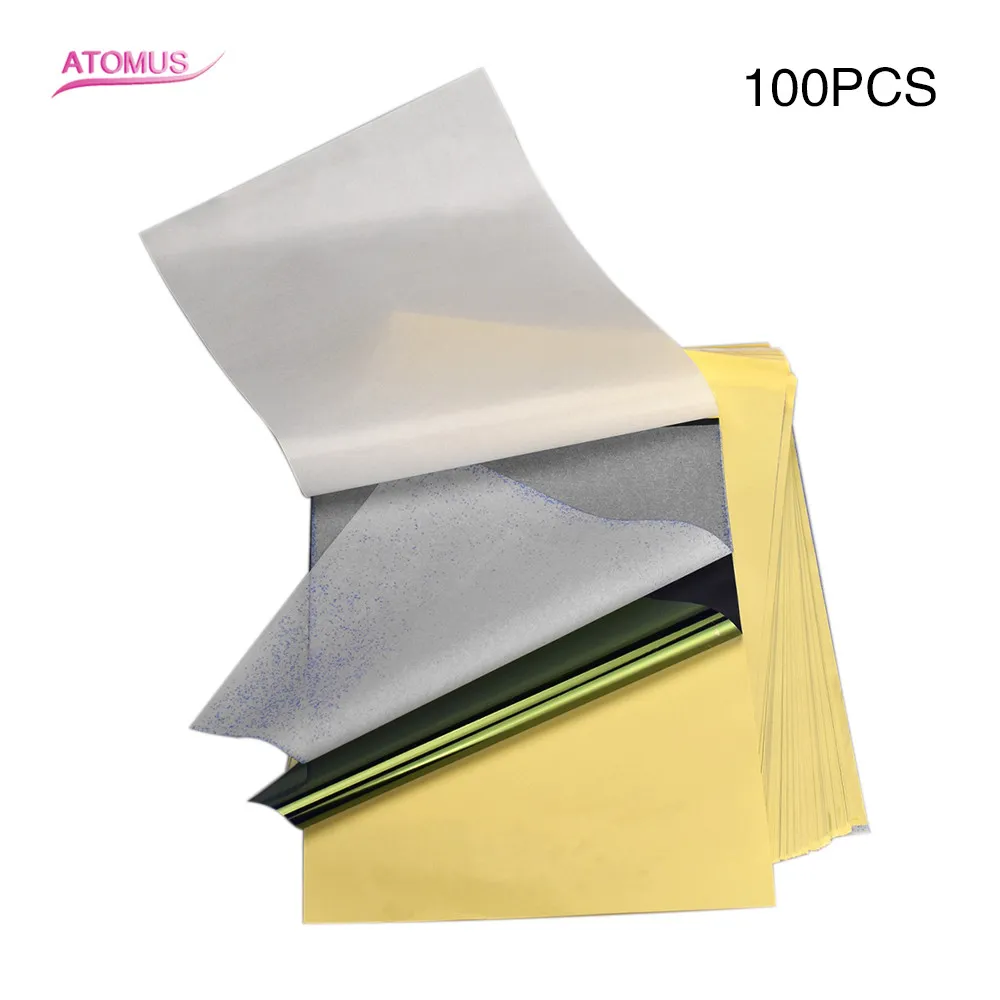 100 Sheets Tattoo Transfer Paper A4 Tattoo Transfer Stencil Paper Spirit Master For Tattoo Gun Needle Ink Cups Grips Kits