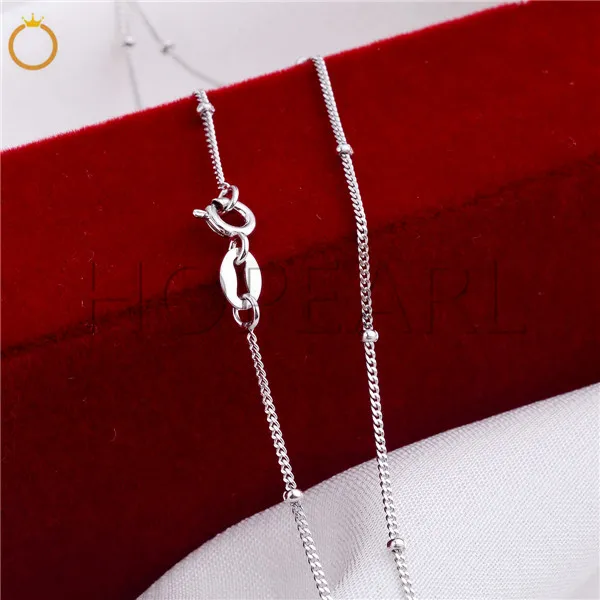 Sterling Silver 925 Curb Link Chain Necklace with Balls 925 Silver Chain 1mm 18inch 5 Pieces