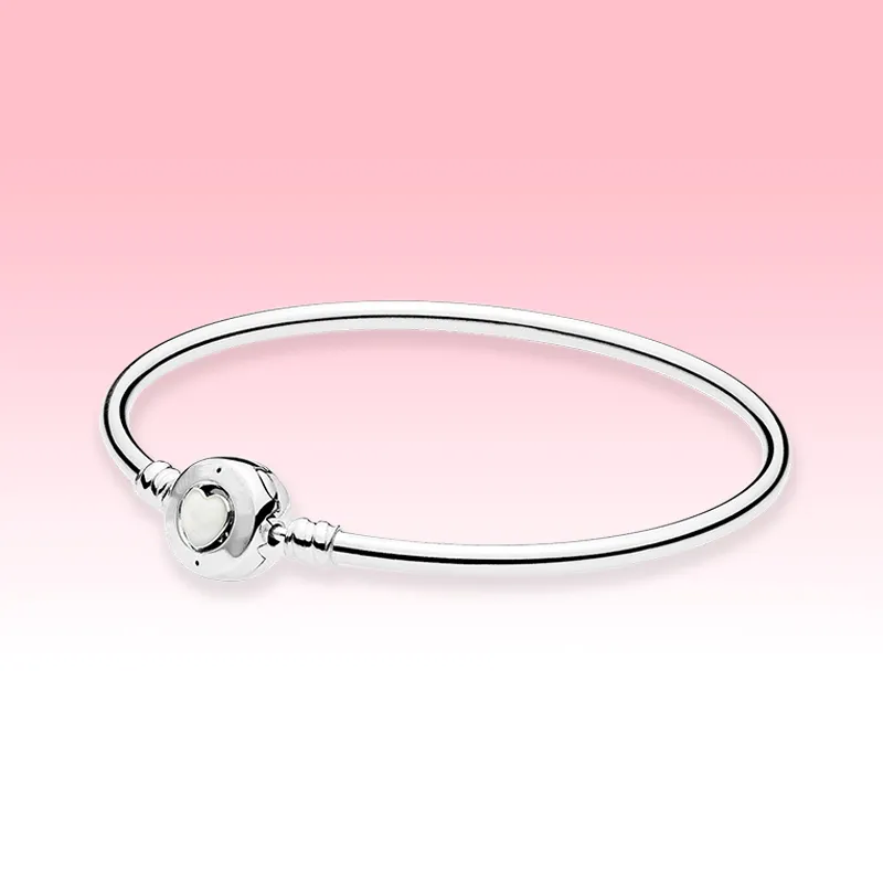 blanc Amour coeur Fermoir Bracelet Bracelet Femmes Filles Bijoux De Mariage pour Pandora Réel 925 Bracelets En Argent avec Boîte D'origine