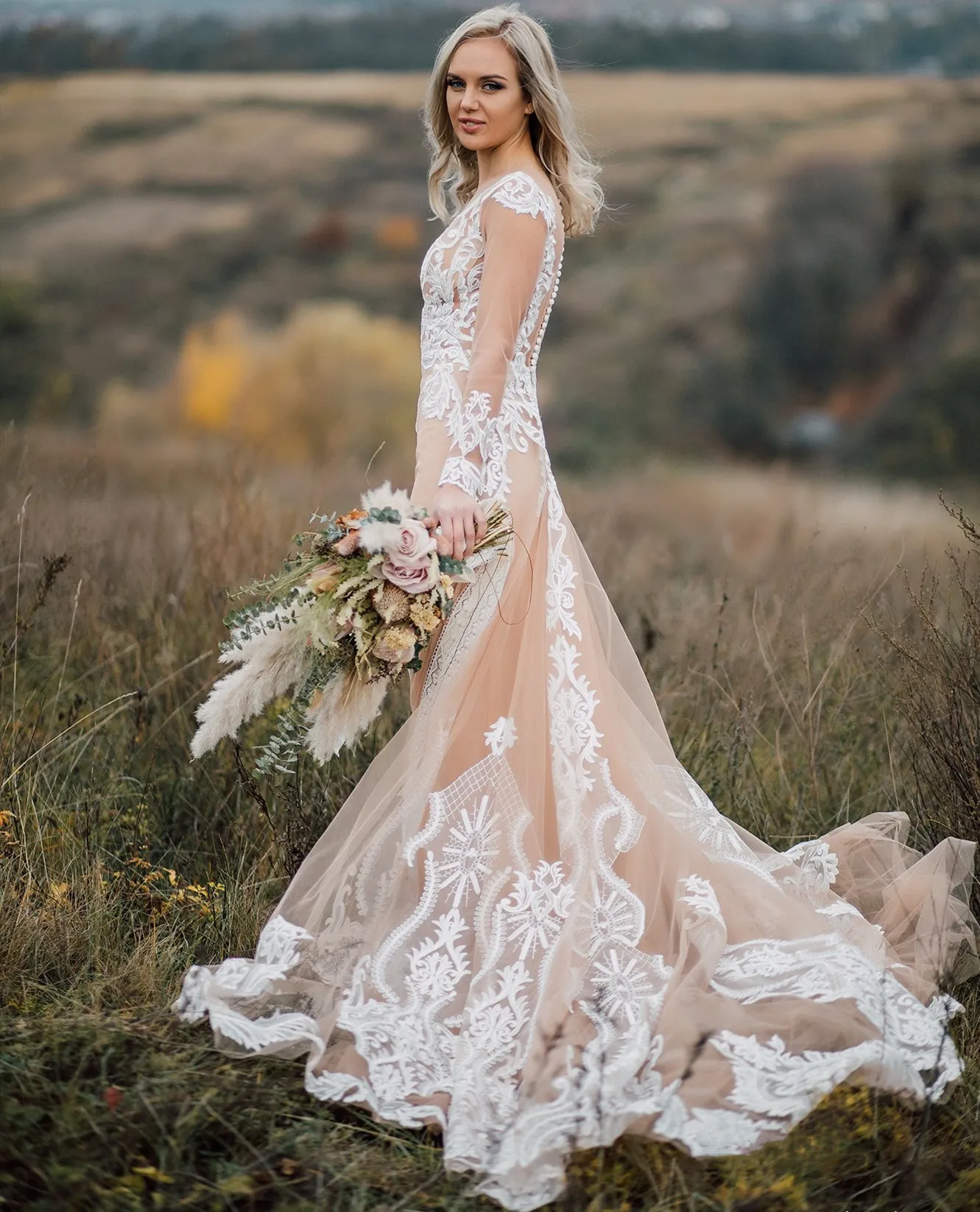 Champagne underlay wedding dress store