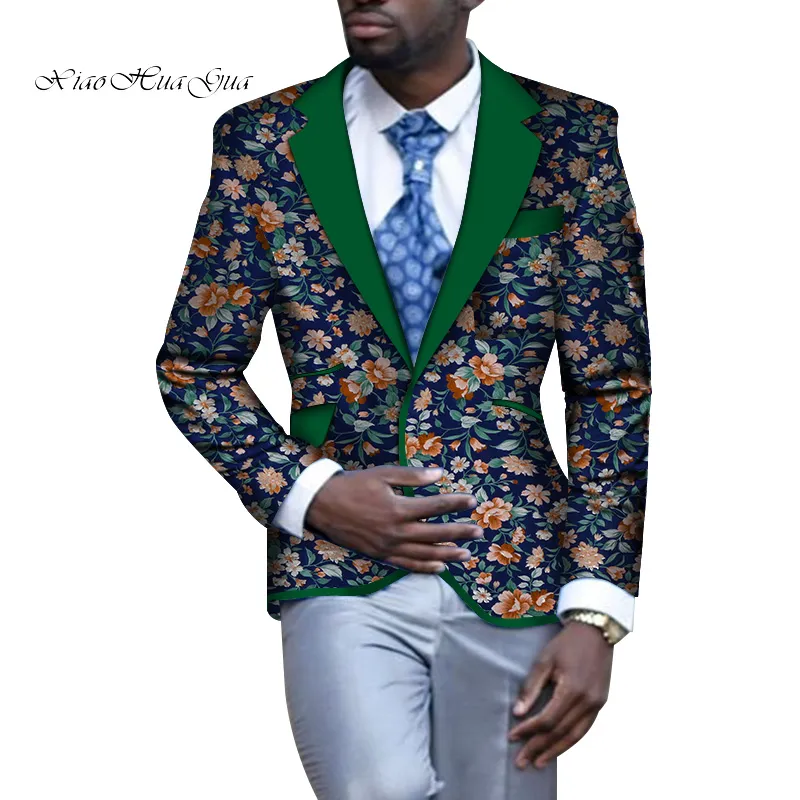 Africa Clothing Men Blazer Slim Fit Fancy Blazers Suit Jacket Tops Coat Flower Men Blazer Wedding Dress Suit Casual WYN105
