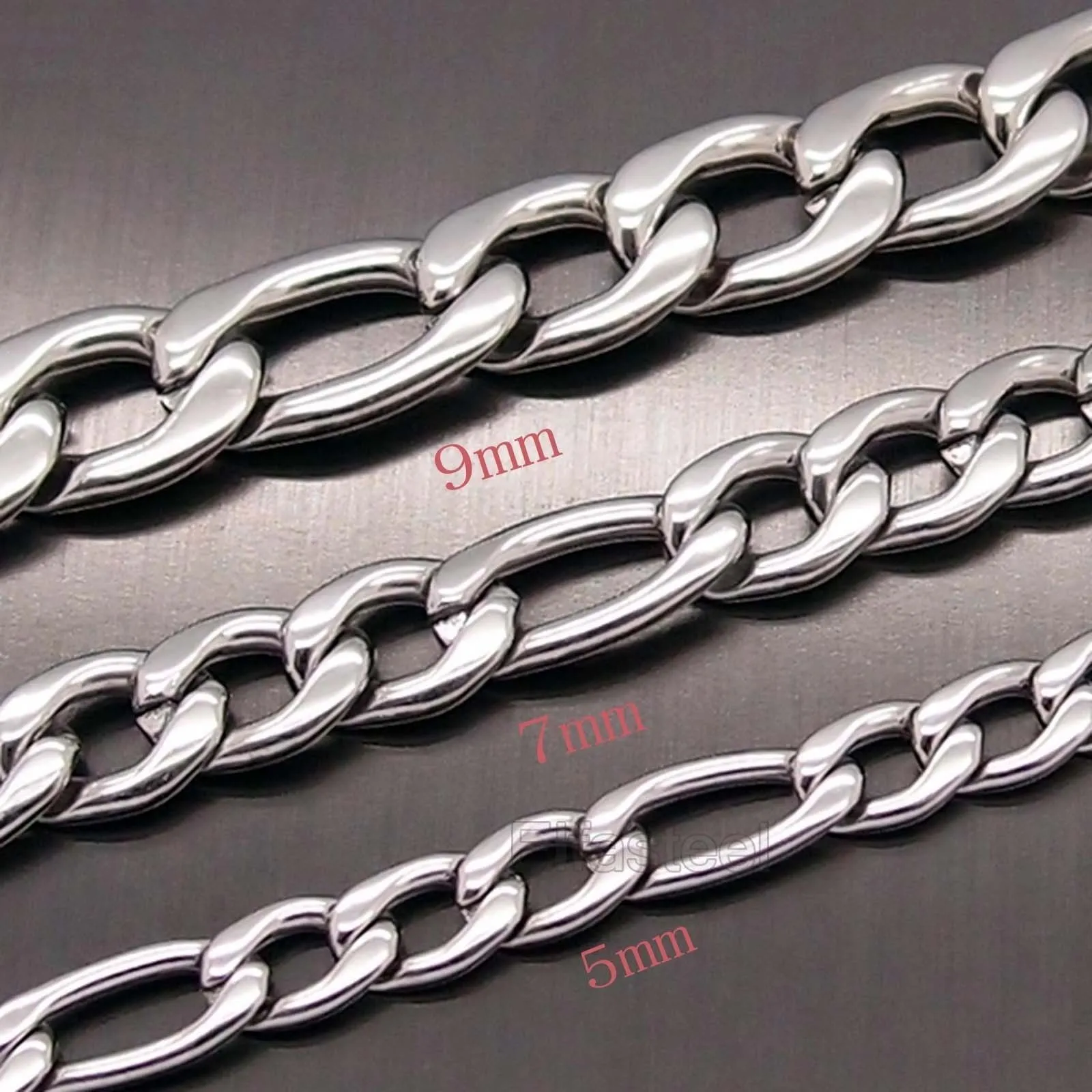 on sale 3meter lot stainless steel Fashion Findings chain marking chain Silver NK Figaro Chain 4mm/6mm/7mm/9mm/12mm wide choose