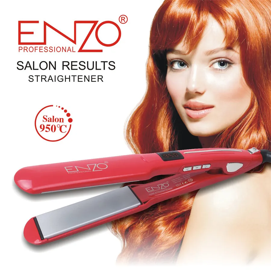 ENZO Professional Ceramic Tourmaline Ionic Flat Iron LCD Hair Straightener Straightens Curls with Adjustable Temp