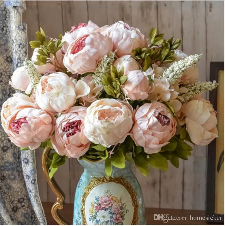 Style européen faux artificiel Peony Silk Party décorative fleurs pour la maison du bureau de mariage de l'hôtel Decor Rose Flowers Al09