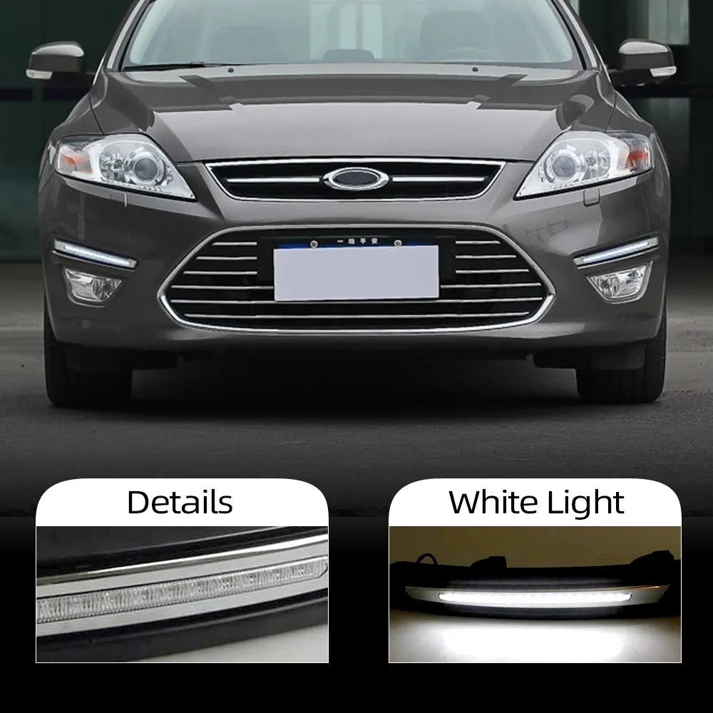 2Pcs For Ford Mondeo Fusion 2011 2012 2013 LED DRL Daytime Running Light Daylight Waterproof Fog Lamp white Styling lights