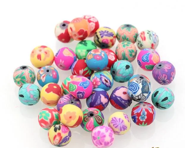 Flower Polymer Clay Beads Mix / Assorted Beads (8mm / Round