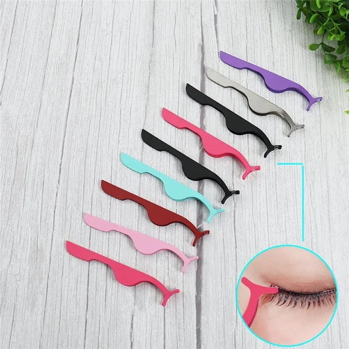 Wimperkruller Valse Wimper Pincet 8 Kleuren Fake Eye Lash Applicator Wimper Extension Curler Nipper Extra Clip Klem Make-up Tang gereedschap 50 stuks