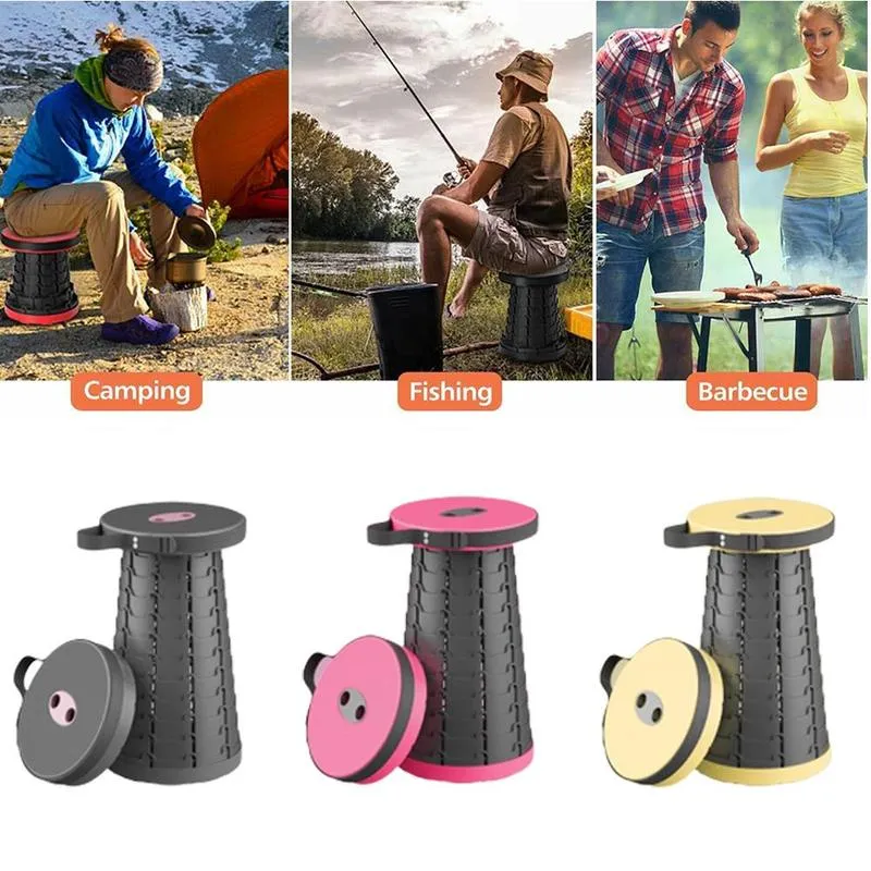 Telescoping Folding Stool Sturdy Portable Lightweight Plastic Stool Holds up 330 Lbs Outdoor Camping Fishing Folding Stool Chair220u