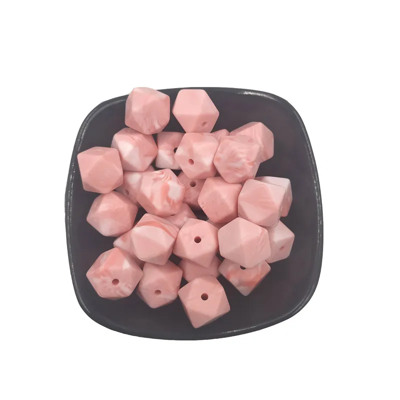 30pcs Silicone Polyhedron Beads for Teether 17mm Polygonal Beads DIY Baby Teething Chewing Jewelry Necklace/ Bracelet