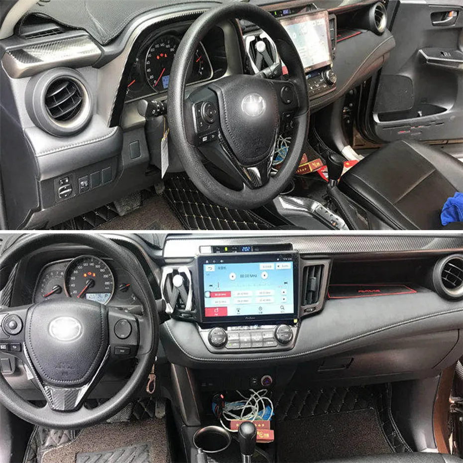Per Toyota RAV4 2013-2018 Interni Pannello di Controllo Centrale Maniglia Della Porta 5D Adesivi In Fibra di Carbonio Decalcomanie Car styling Accessorie