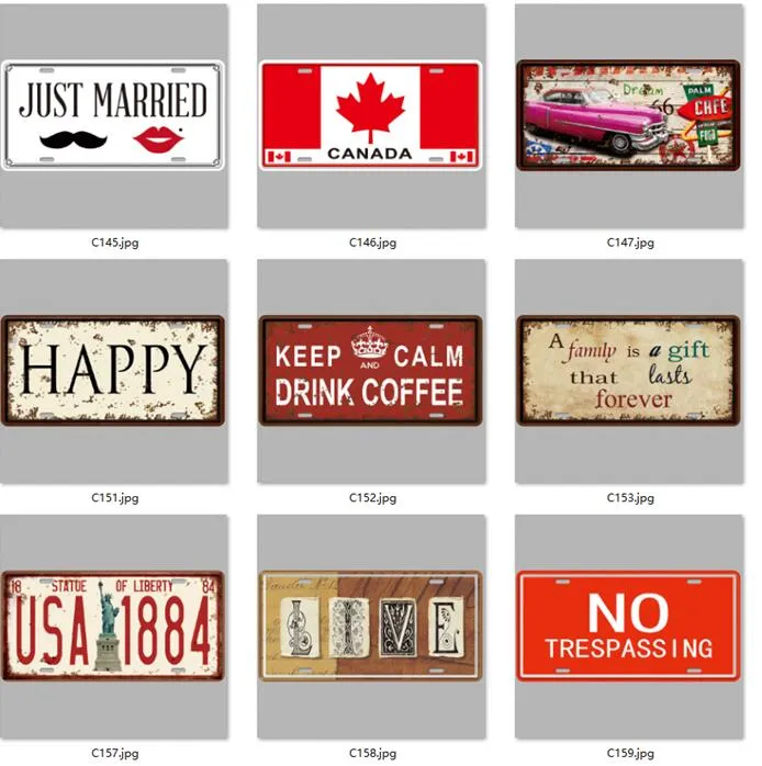 Metal embossed tin signs vintage license plates for home shop wall decoration metal tin signs garage painting plaque picture 15x30cm