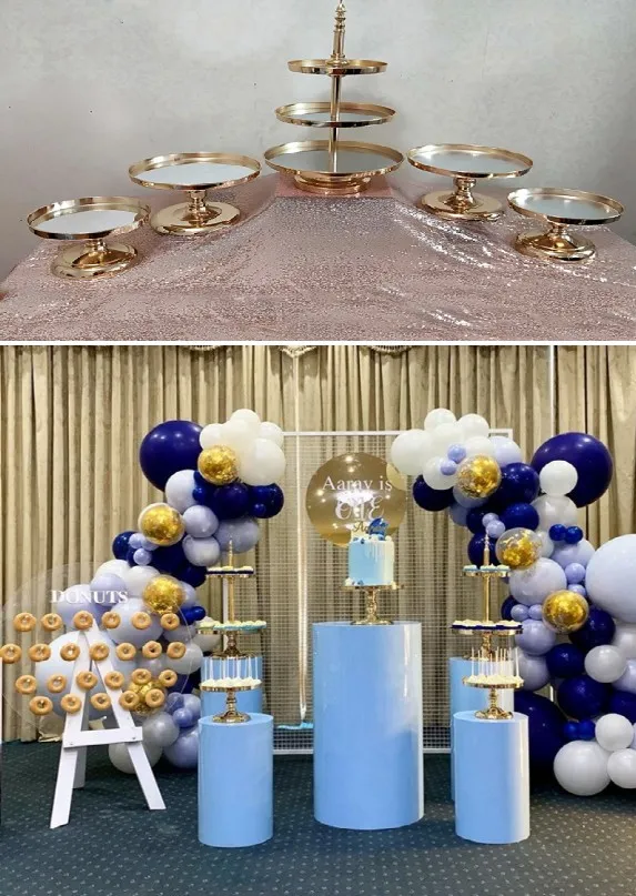 10pcs grand event birthday backdrops metal rack stand Cake holderPillar cylinder pedestal for party hotel bar cake shop flower dessert decor